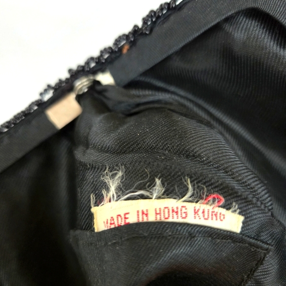 Vintage Rare Black Beaded Evening Bag Made in Hong Kong - Picture 7 of 9
